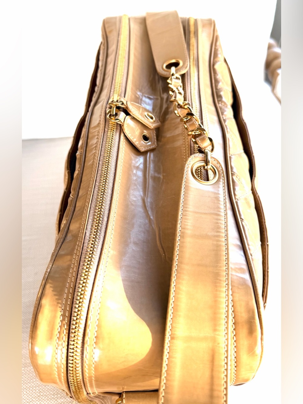 CHANEL Rare Vintage Quilted Glazed Leather Travel Bag Briefcase + COA - Picture 4 of 15